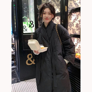 黑色羽绒服外套女2025年冬季新款外套高级感韩系长款高个子赫本风