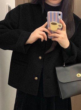 反季特价小个子呢子大衣女2025秋冬新款灰色短款毛呢外套韩系气质