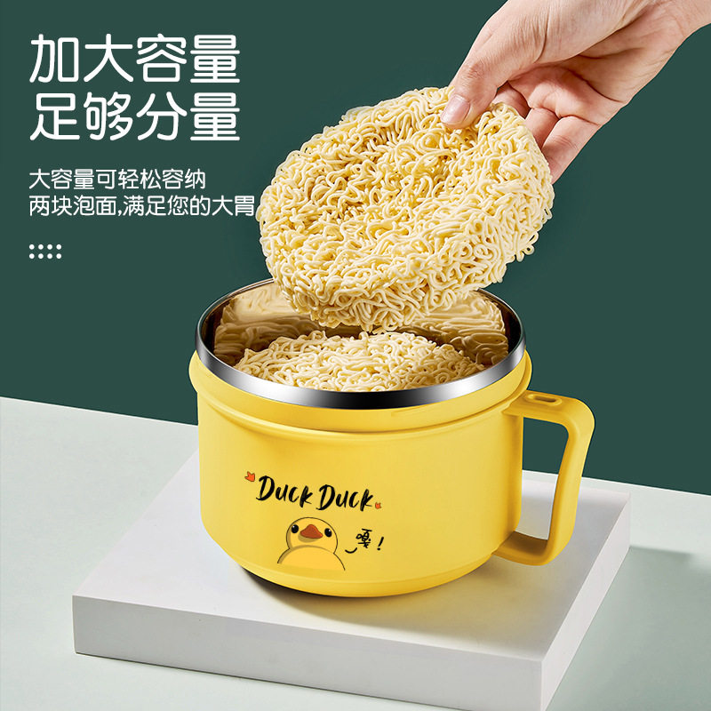 304不锈钢快餐杯双层带盖