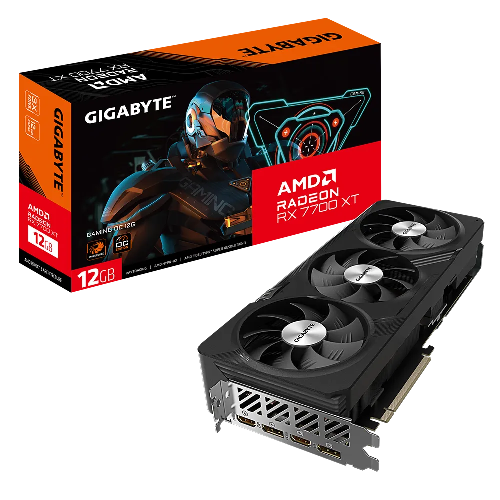 技嘉RX7700XT GAMING OC12G电竞显卡 风之力散热系统/RGB/双 BIOS