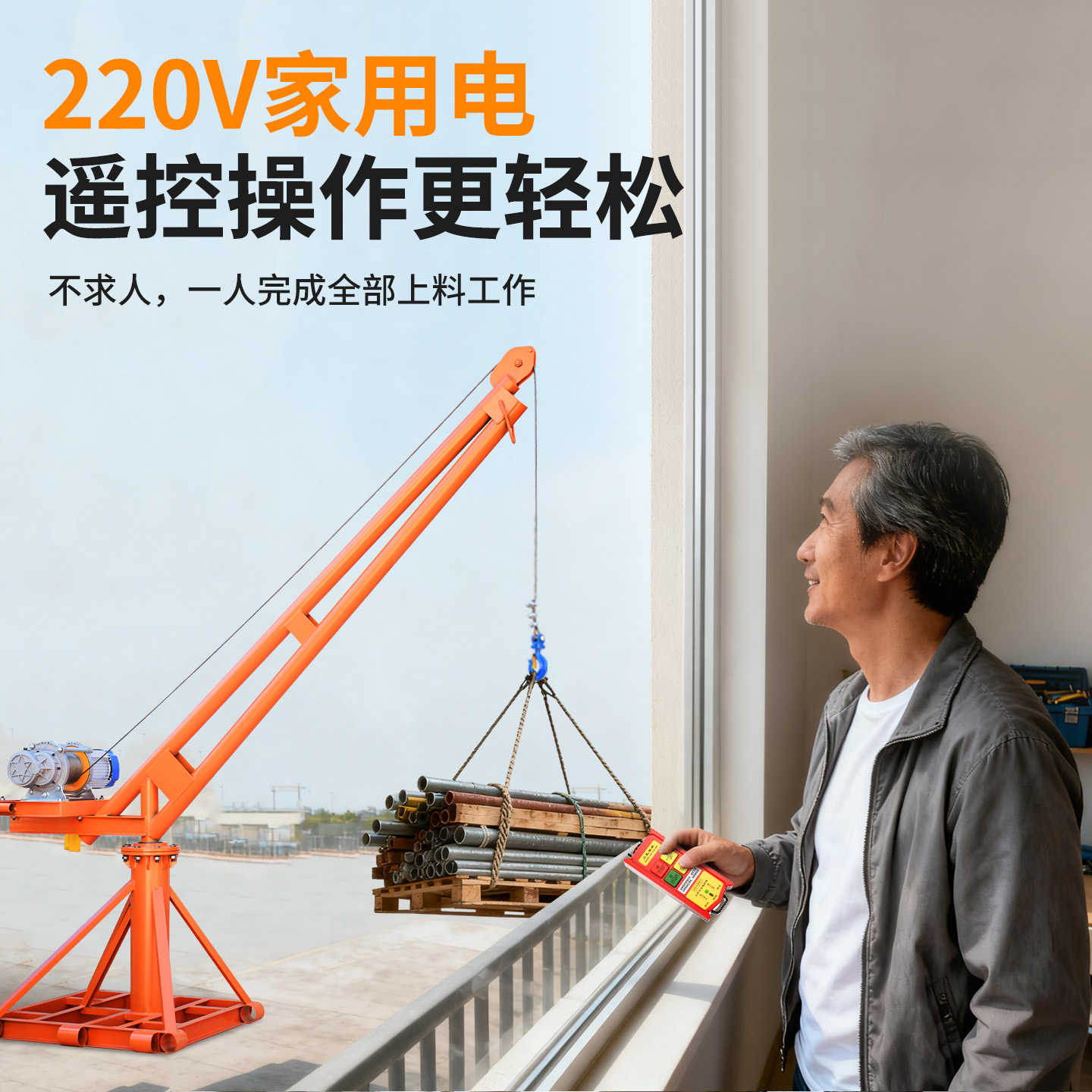 吊机家用小型楼顶室外工地吊砖电动升降上料提升机220v装修起重机