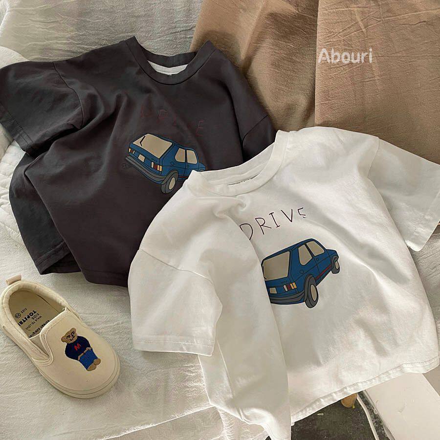 新款小童短袖中男童纯棉t恤儿童宽松半袖薄款童装夏季卡通汽车