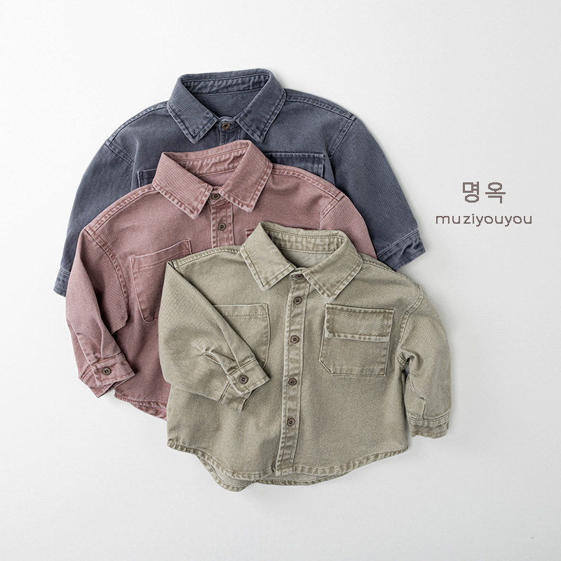 新款男童秋季韩版儿童长袖衬衫宽松休闲衣服男女童百搭上衣潮童装