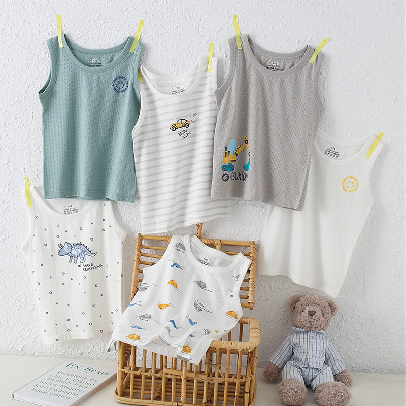 儿童网眼小婴儿纯棉夏季薄款背心打底无袖护肚内穿外女童男童婴儿