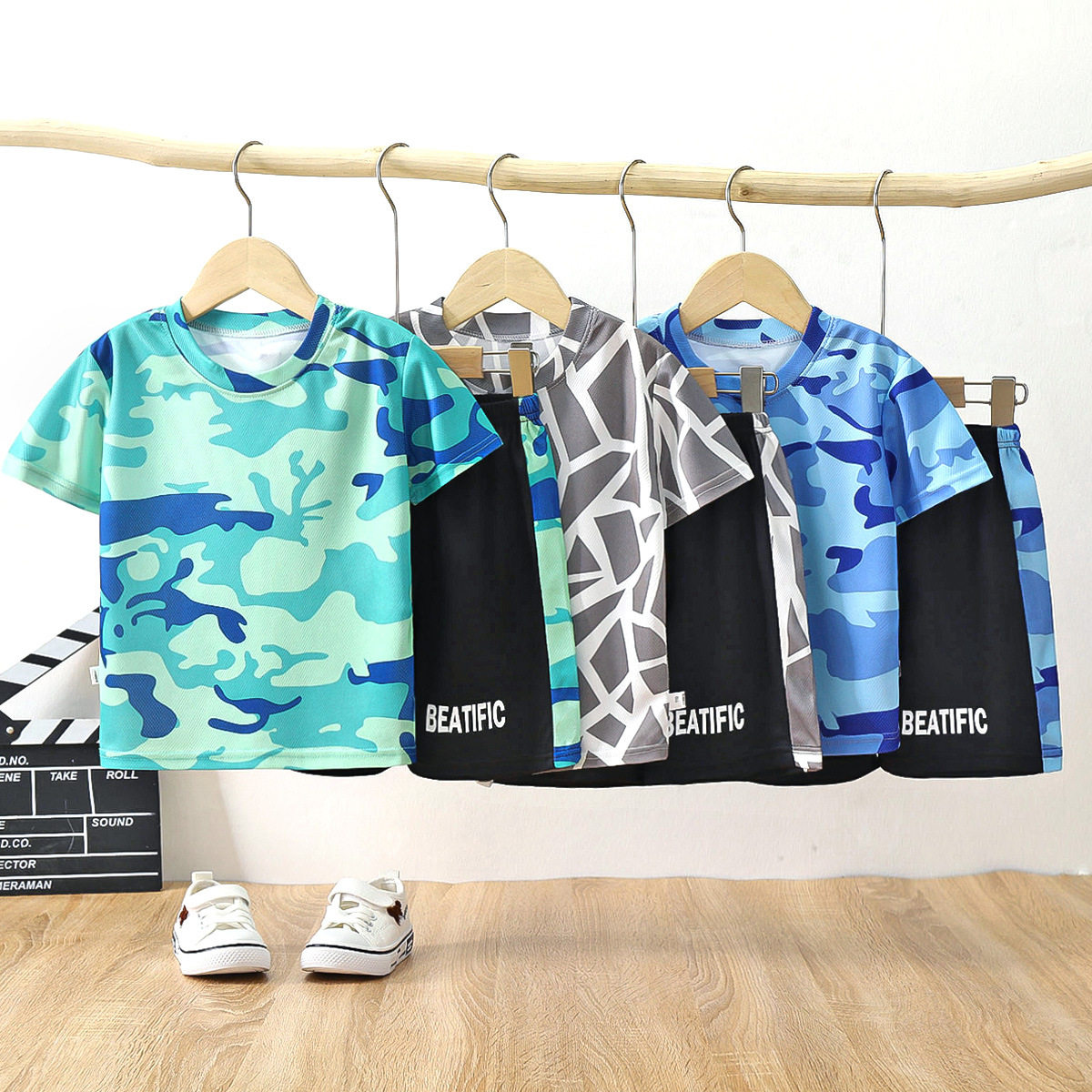 儿童运动服套装夏装男童套装T恤童装女童速干衣服t恤短袖