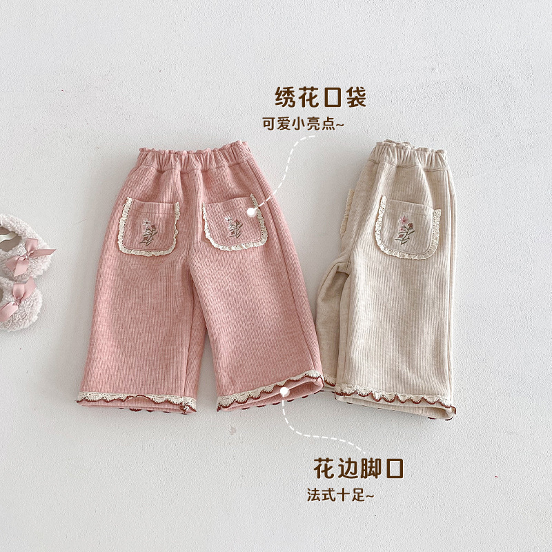 宝宝绣花休闲裤冬季女童洋气韩版