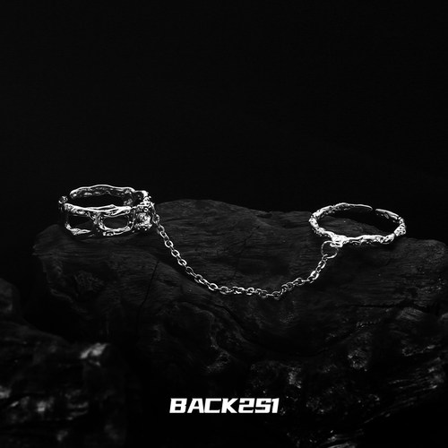 小众链条双指开口戒指