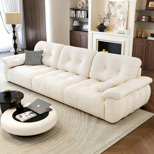 奶油风云朵沙发2026新款可移动靠背超宽大坐深云漫雪尼尔布艺沙发