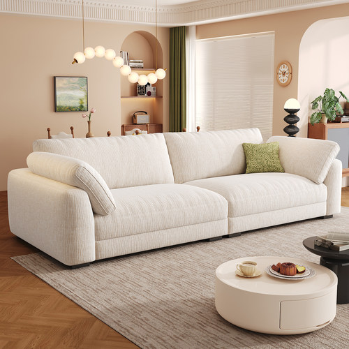 莱茵沙发新款雪尼尔绒羽绒直排