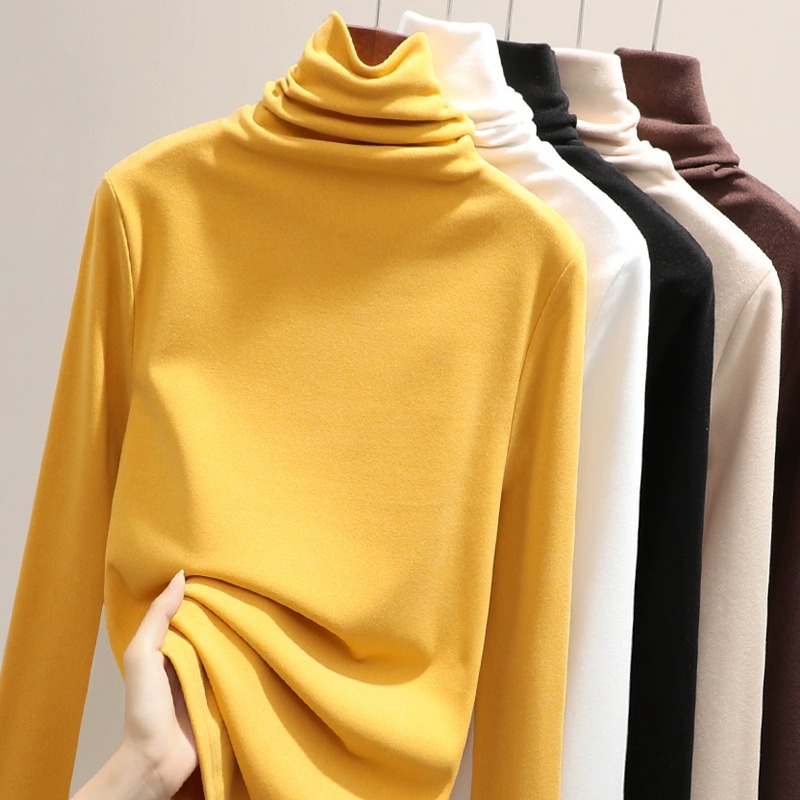 堆堆领打底衫女2025新款秋冬风衣内搭高领保暖加绒加厚上衣1123r