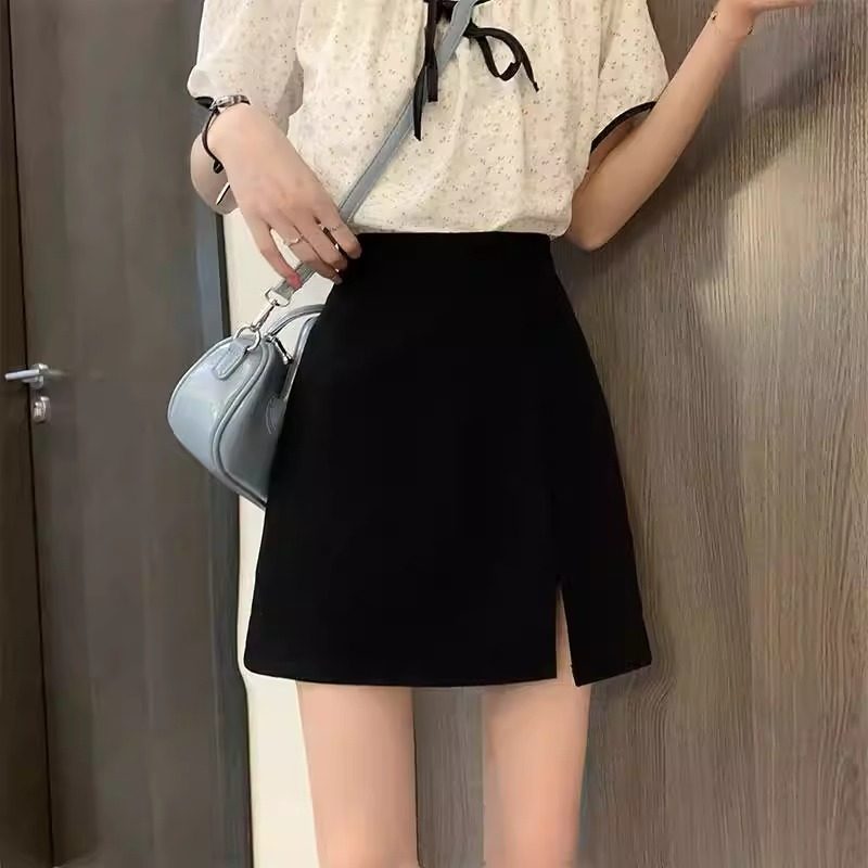 大码黑色西装半身裙女高腰显瘦遮胯梨形身材开叉短裙包臀裙a字裙,女装/女士精品,半身裙,淘宝优惠券,粉丝福利购,淘宝优惠卷