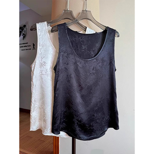 新中式真丝质感吊带背心女内搭宽松醋酸缎面打底无袖上衣西装内搭