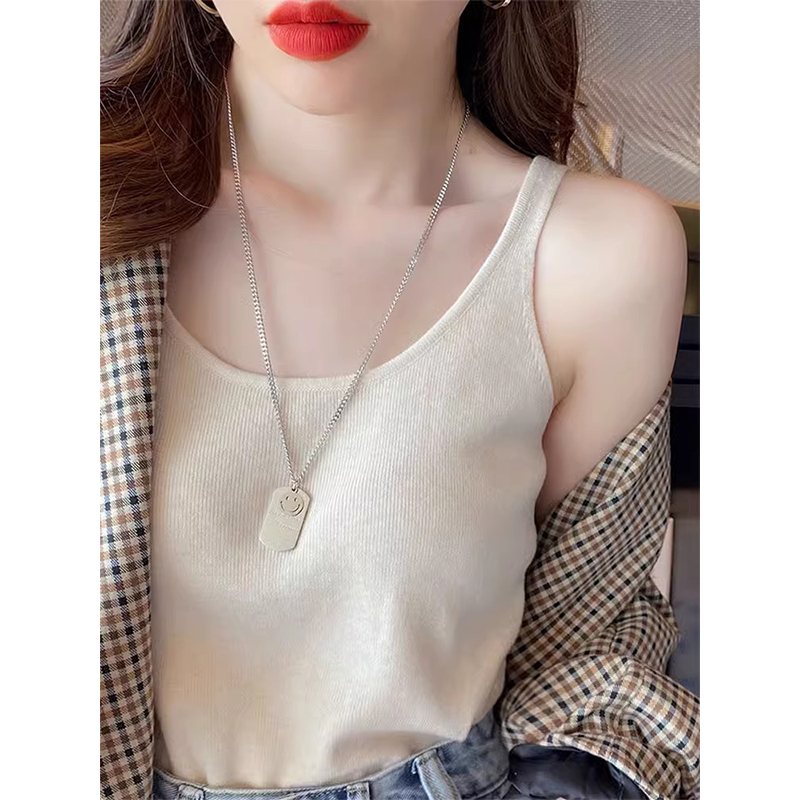 西装内搭U领针织吊带背心女高级感洋气宽松遮肚子低领无袖打底衫