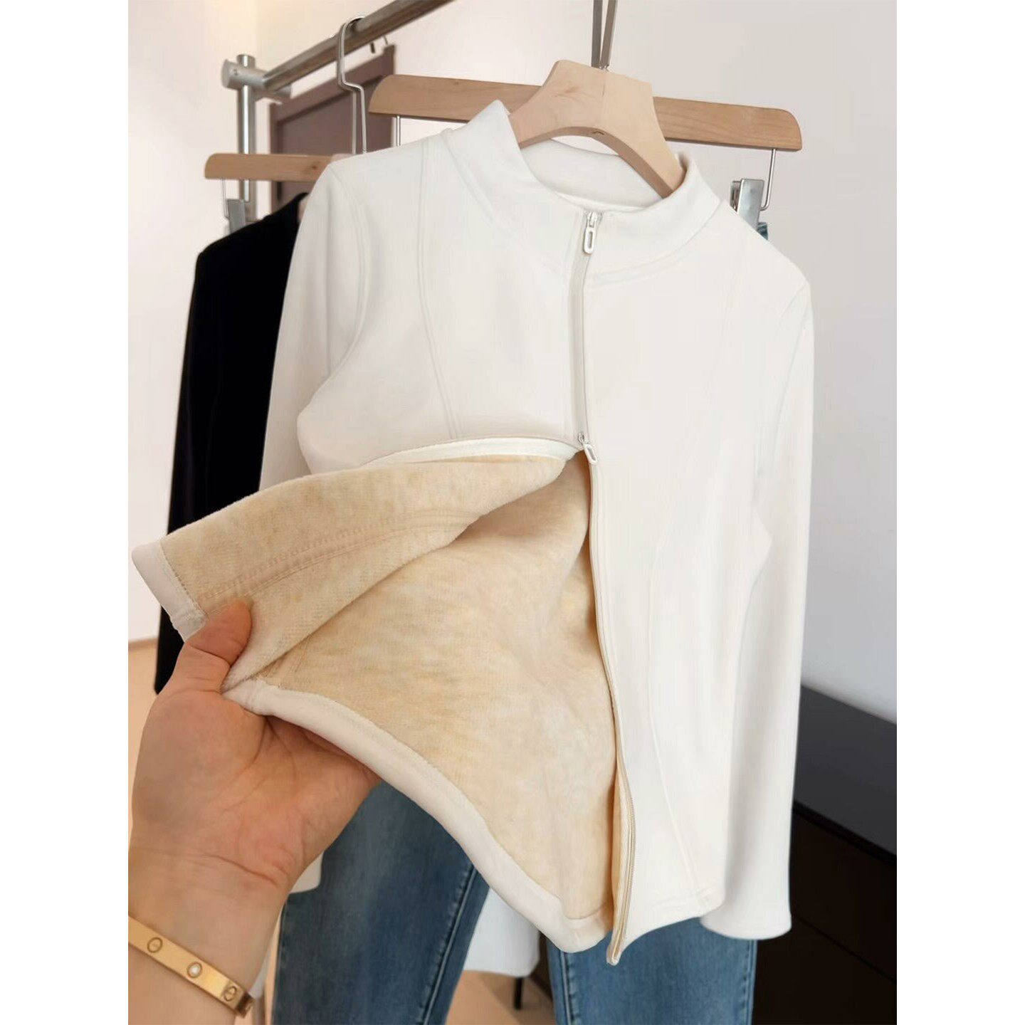 白灰色德绒立领卫衣女秋冬季加绒保暖外套收腰显瘦冲锋衣内搭上衣,女装/女士精品,卫衣/绒衫,淘宝优惠券,粉丝福利购,淘宝优惠卷