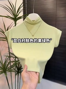 小个子纯棉小飞袖 半高领短袖 纯色百搭韩版 上衣 T恤女夏季 高腰短款