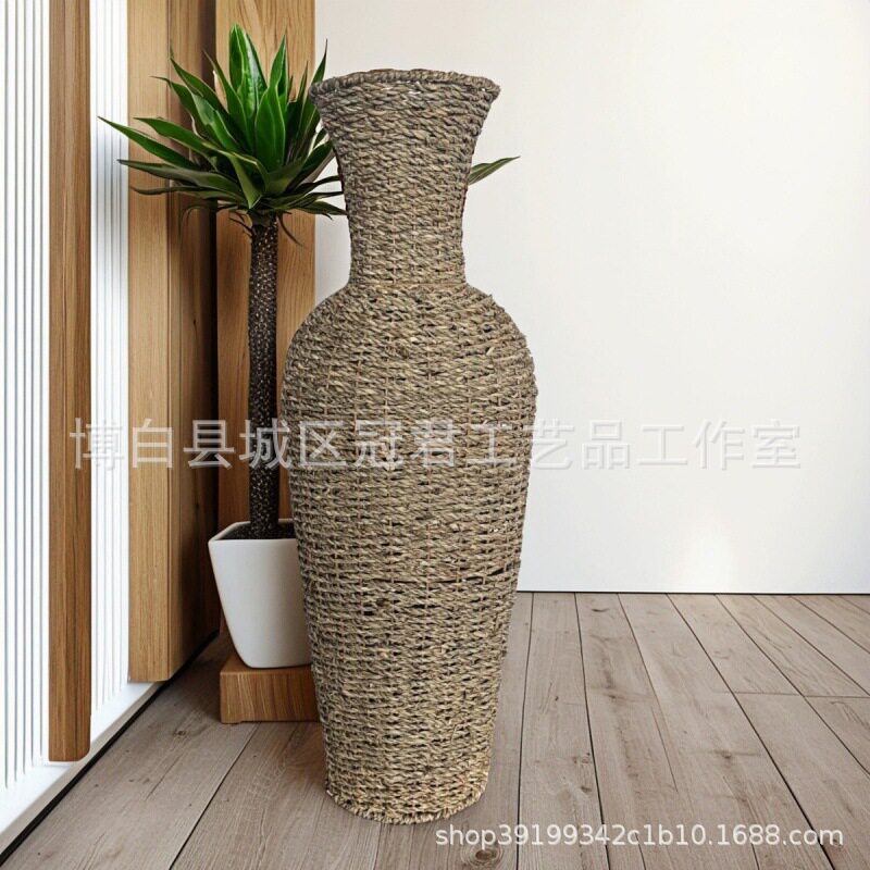 新品草编花瓶田园风光