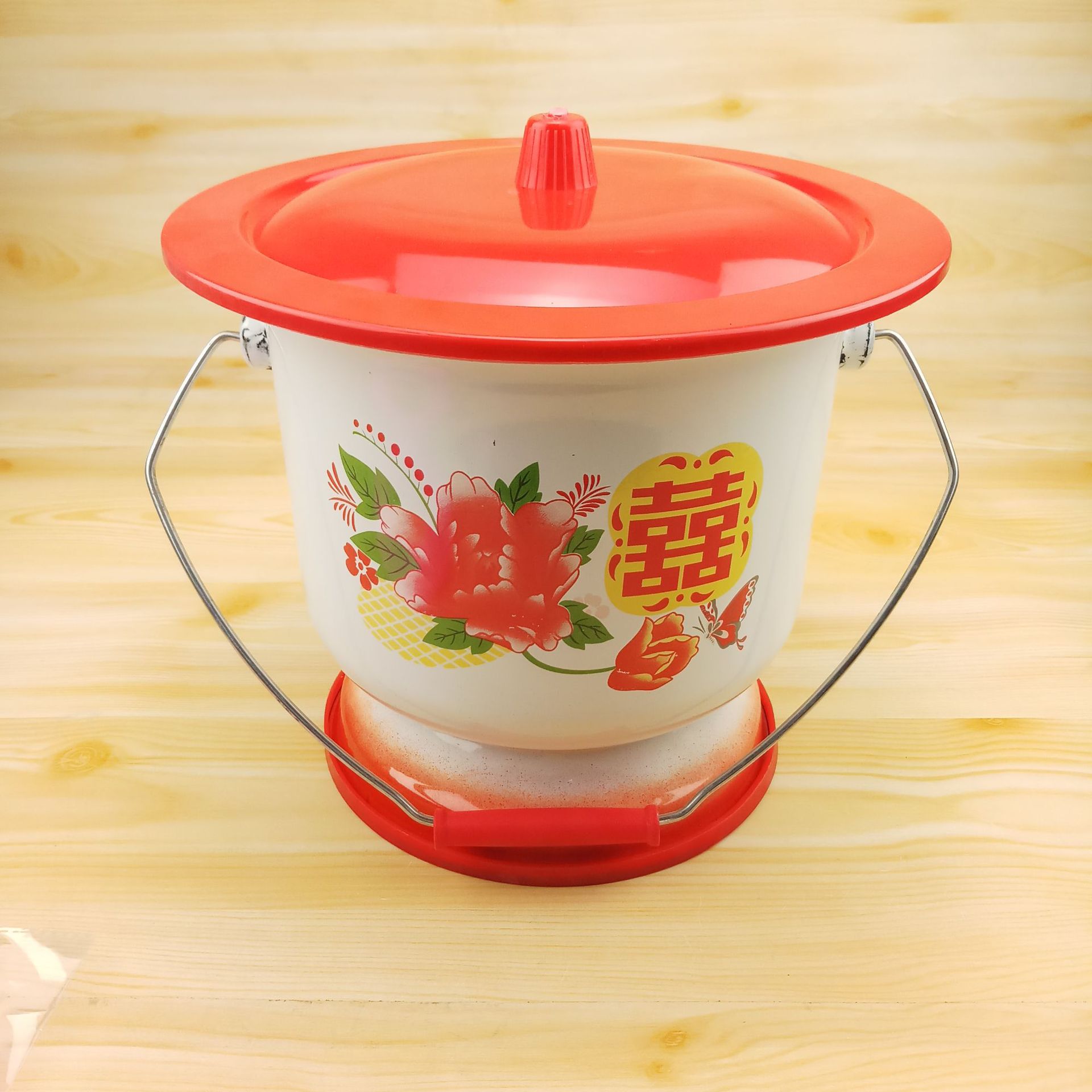 搪瓷精品花兰桶加厚带提