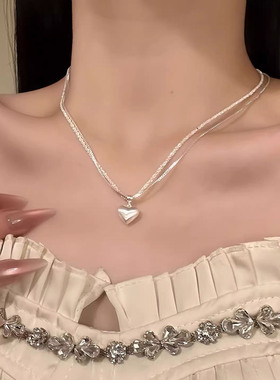双层爱心吊坠项链女款2024新款