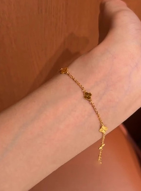 金色四叶花手链女款轻奢小众精致高级感百搭高颜值手饰2025年新款