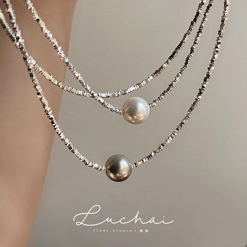 碎银子仿珍珠项链女2025新款爆款