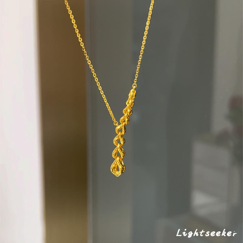 新中式黄金色麦穗吊坠项链女款