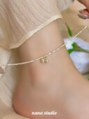 碎银子铃铛脚链女2026新款 潮轻奢小众高级感宫铃脚环好运竹节足链