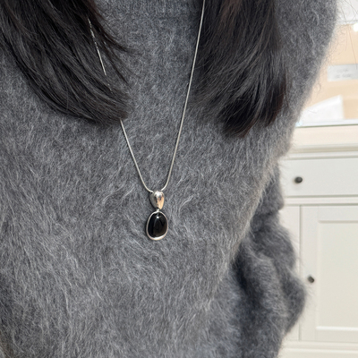 黑玛瑙蛇骨长款项链女款2025新款