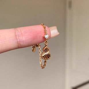 宫廷风金色mini迷你镭射葫芦戒指女轻奢高级感小众气质可调节指环