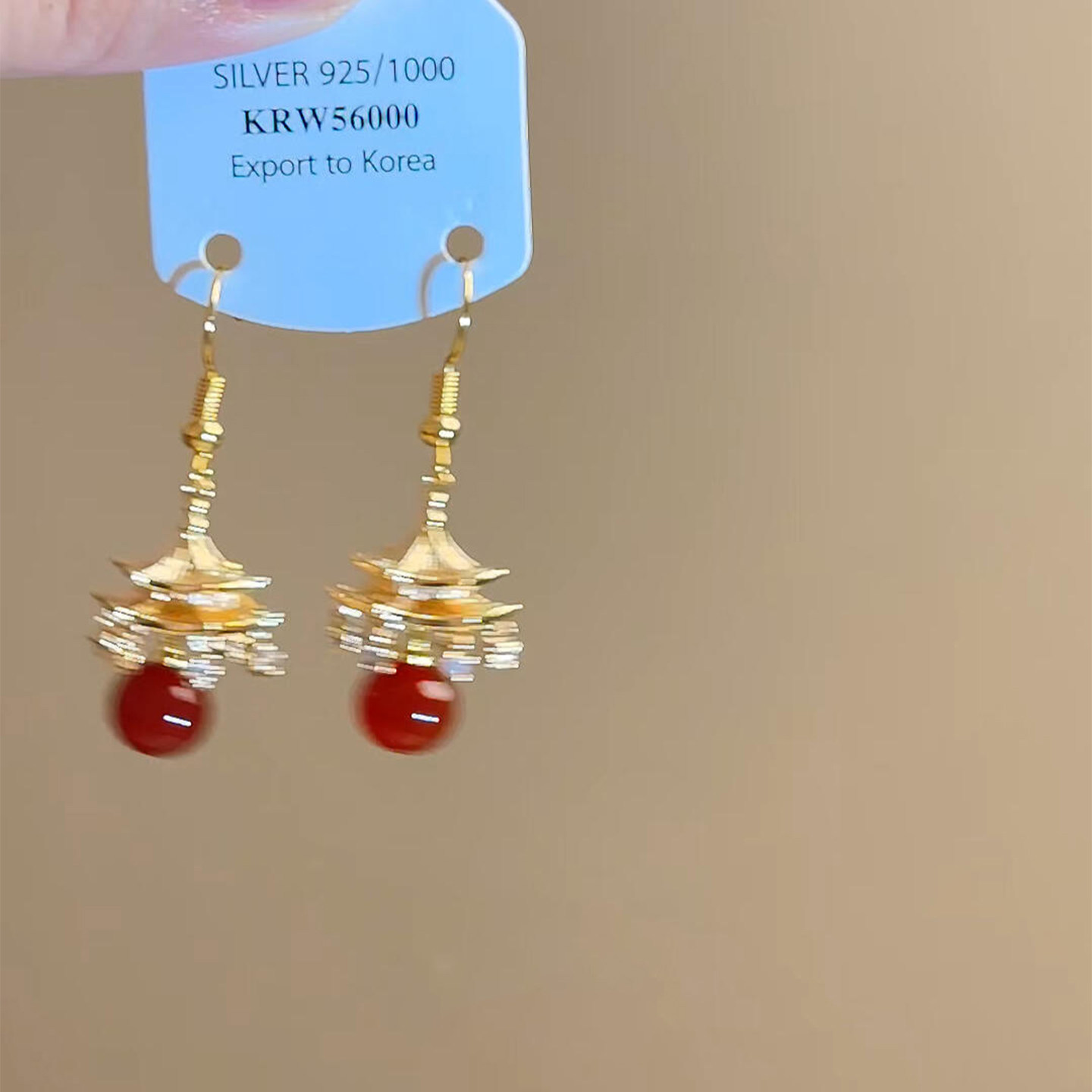 新中式金色楼阁仿红玛瑙流苏耳环高级感轻奢小众独特气质古风耳坠,饰品/流行首饰/时尚饰品新,耳环,淘宝优惠券,粉丝福利购,淘宝优惠卷