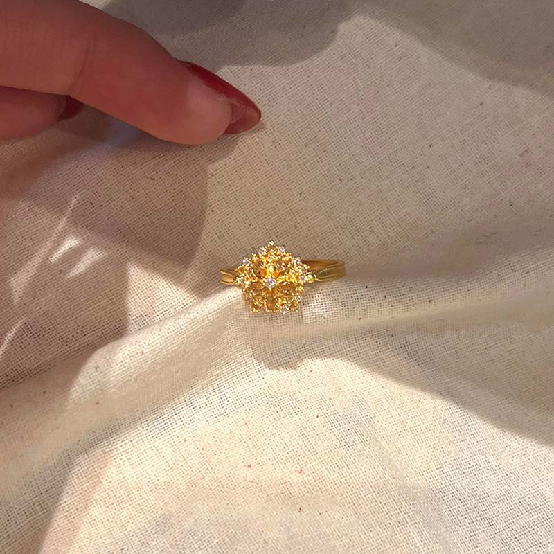 中古金色雪花戒指女2025新款