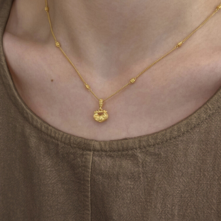 新中式国风超mini小金锁吊坠项链高级感轻奢小众气质百搭锁骨链女