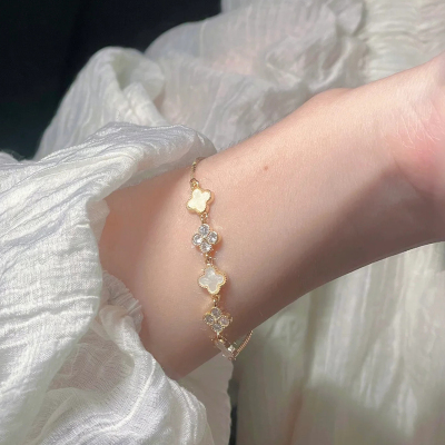 贝母四叶花手链女款轻奢小众精致