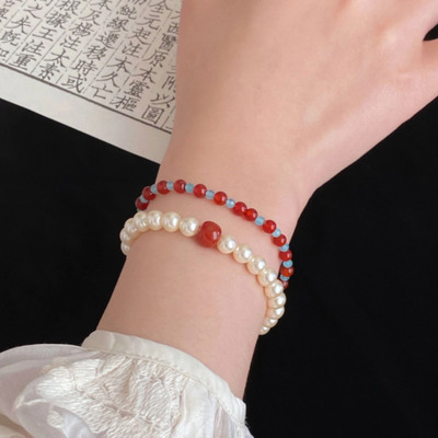 中式红玛瑙珍珠手串女款2025新款