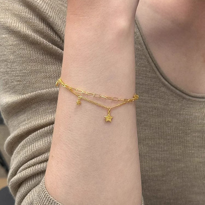 双层星星金色手链女生轻奢小众