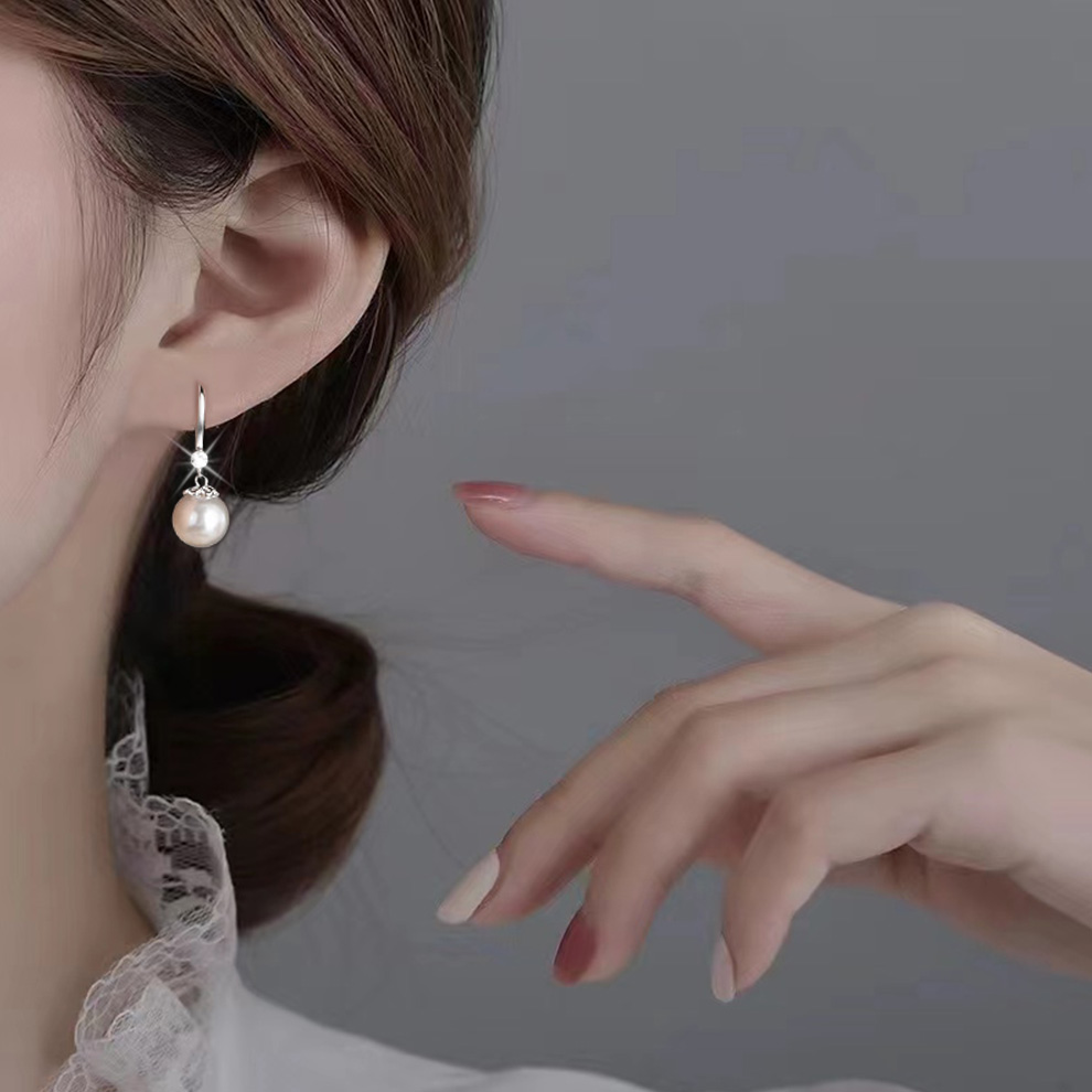 法式仿珍珠耳钉女小众轻奢复古