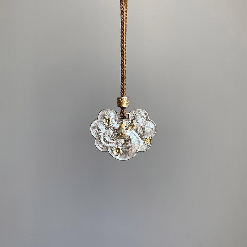 复古银色狐狸花朵双面项链女款2025新款秋冬毛衣链高级感轻奢小众,饰品/流行首饰/时尚饰品新,项链,淘宝优惠券,粉丝福利购,淘宝优惠卷