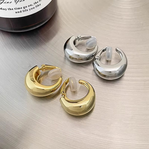 金属感水滴素圈耳环2025新款爆款