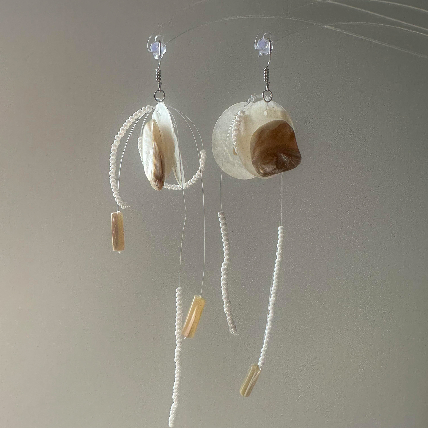 超仙仿贝壳珍珠流苏耳环