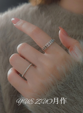 银色铜钱素圈戒指女小众设计