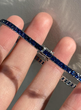 克莱因蓝爆闪仿满钻锆石手链女款