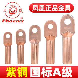 凤凰国标A级B级DT堵油铜鼻子纯紫铜线鼻子接线端子DT10