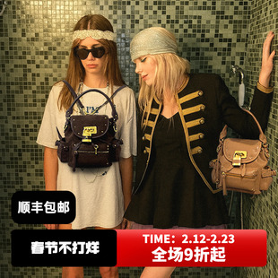 FROM ARACHNID小众设计师小号三色锁头可调节肩带双肩包