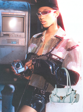 FROM ARACHNID小众设计师湖蓝色油蜡皮小号机车包手提斜挎包