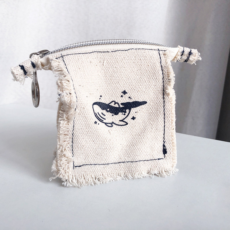 鲸鱼布艺耳机包小型包挂件迷你化妆包女2024新款便携卫生巾收纳包,收纳整理,化妆包,淘宝优惠券,粉丝福利购,淘宝优惠卷
