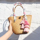 轻奢手工编织包女个性 2023新款 草编手提包时尚 小众设计托特包女