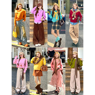 林诗琦NICKIDAILY【叶隙秋光！纯羊毛7色亮眼吸睛圆领针织毛衣女