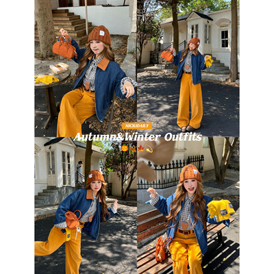 林诗琦NICKIDAILY撞色领牛仔棉服