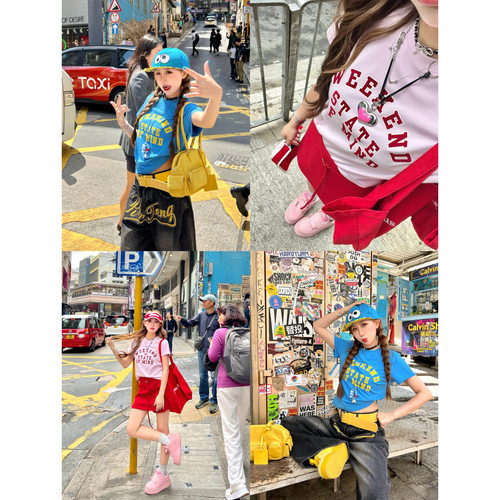 美式复古字母植绒印花短袖T恤