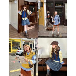 林诗琦NICKIDAILY【韩古回溯！撞色袖口百搭两色条纹翻领长袖衬衫