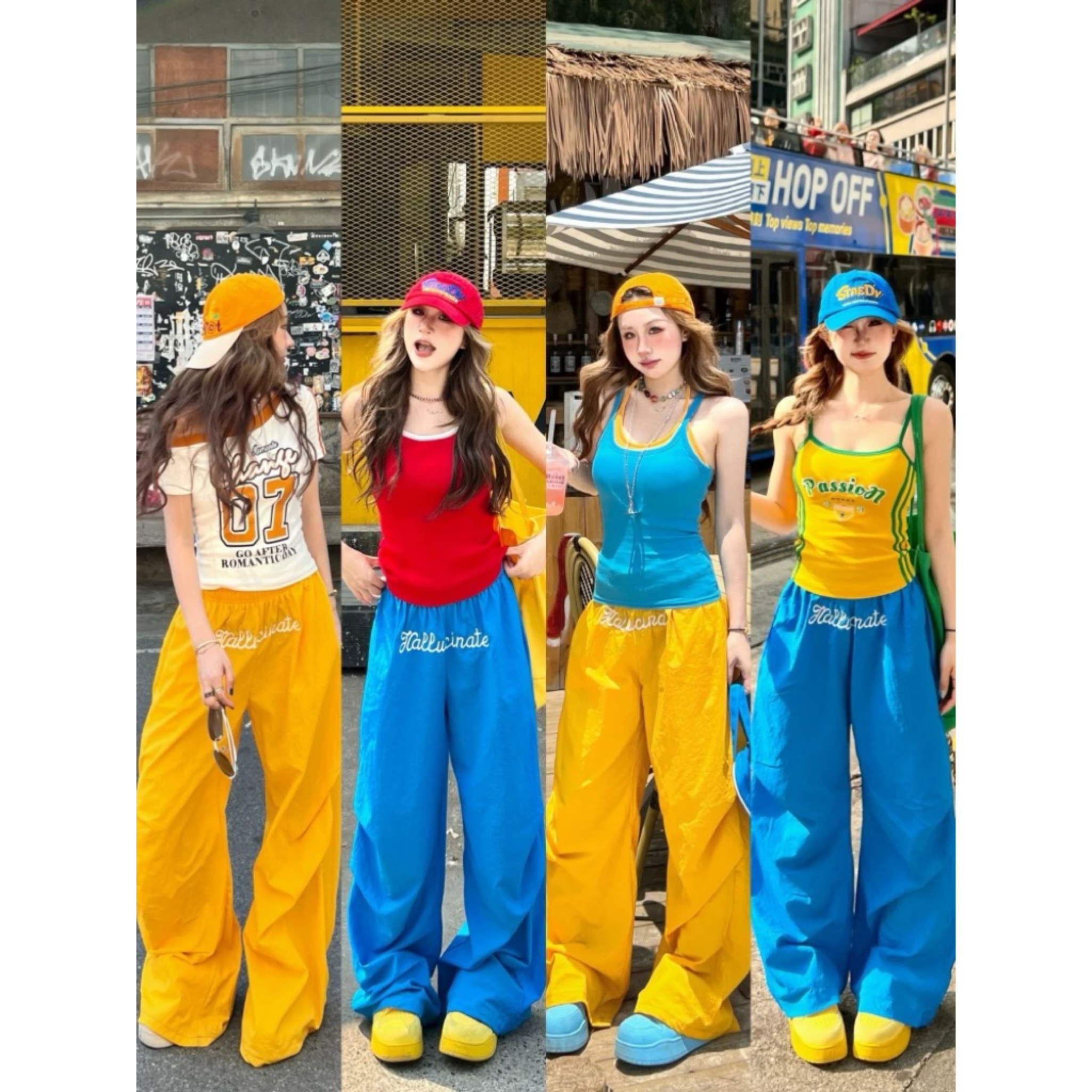 林诗琦NICKIDAILY低腰刺绣休闲裤